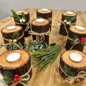 Rustic Christmas Handmade Wood Tea Light Holders sold out!